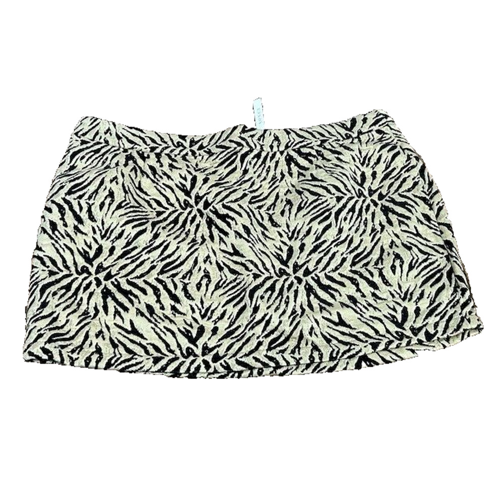 Soncy Mini Skirt High Waisted Pull On Unlined Leopard Print Tan Black Size 5 NEW
